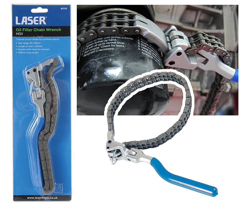 Designed for HGVs — new super-strong oil filter chain wrench