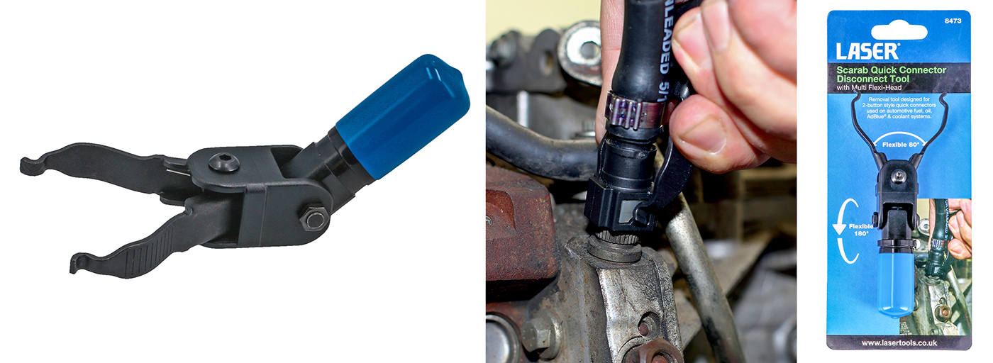 Easy-to-use fuel-line disconnect tool gets into tight spaces 