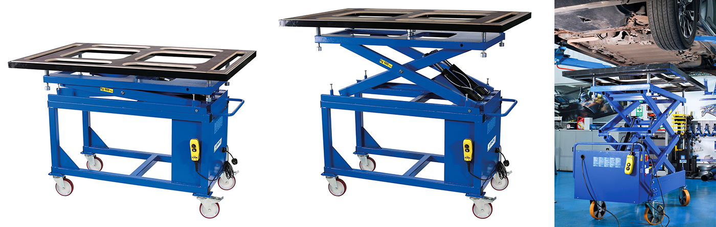 Safely and conveniently remove EV batteries with these Electro-Hydraulic Table Lifts 