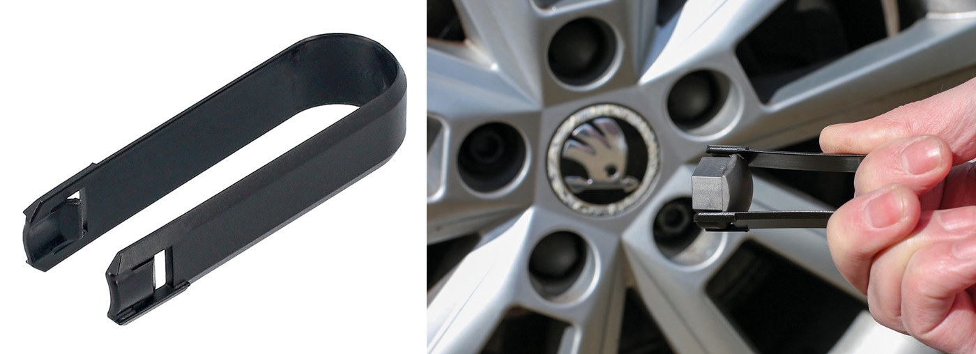 Pull out VW Group wheel bolt covers quickly and easily and without damage to the wheel