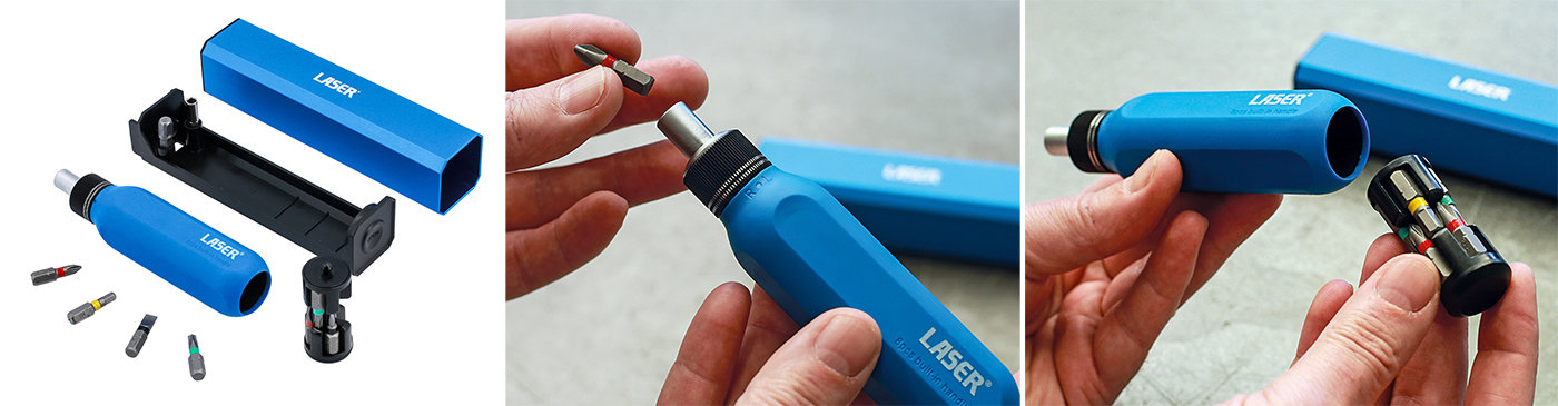 Compact ratchet screwdriver set from Laser Tools — packed full of features