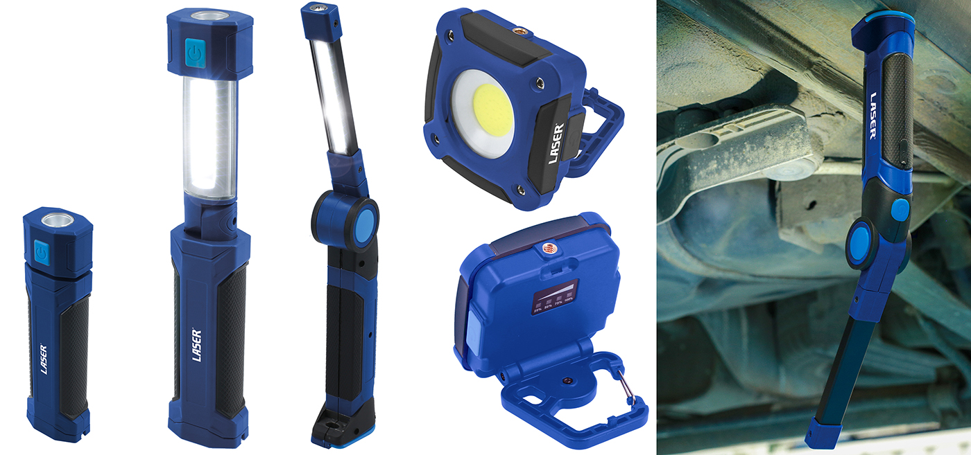 Illuminate any job with these professional-grade, rechargeable work lamps from Laser Tools 