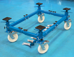 Fully adjustable vehicle shell and major assembly transport dolly from Laser Tools — supports up to 900kg