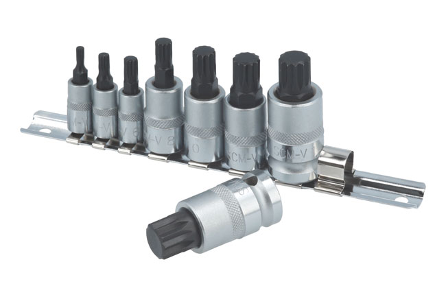 Spline bit set three drive sizes