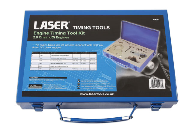 Laser Tools 4936 Timing Tool Kit - for Renault 1.6, 2.0, 2.3 DCI, Nissan