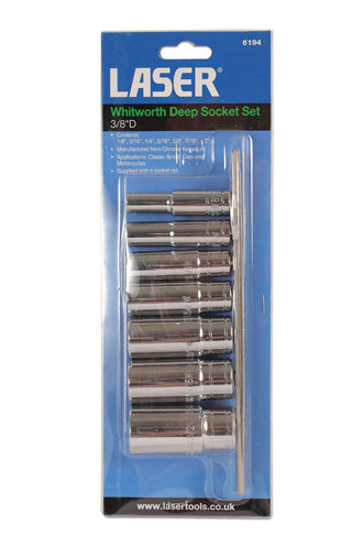 Laser Tools 6194 Whitworth Deep Socket Set 3/8"D 7pc