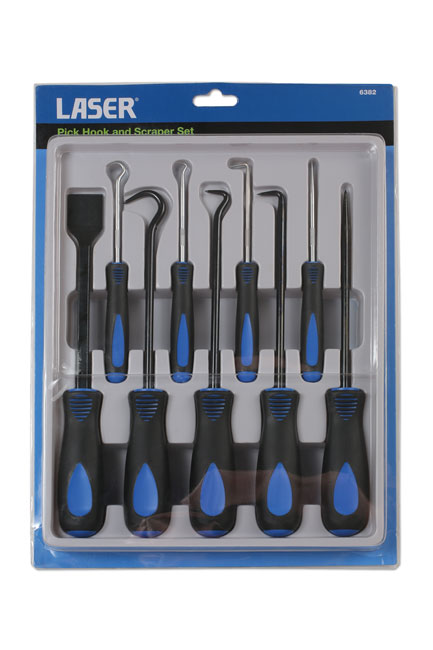 Laser Tools 6382 Pick Hook and Scraper Set 9pc