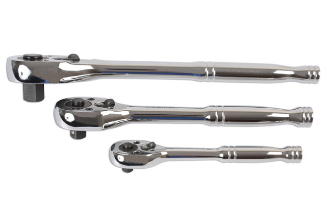 Laser Tools 6421 Standard Ratchet Set 1/4"D, 3/8"D, 1/2"D 3pc