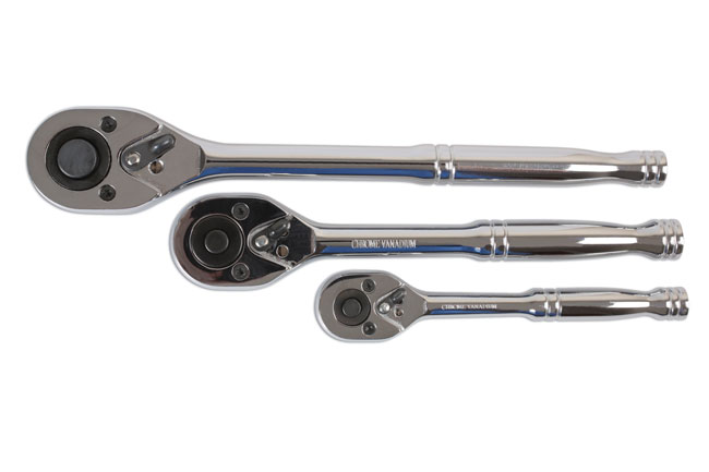 Laser Tools 6421 Standard Ratchet Set 1/4"D, 3/8"D, 1/2"D 3pc