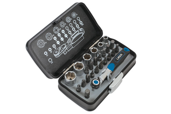 Laser Tools 6555 Socket and Bit Set 1/4"D 26pc