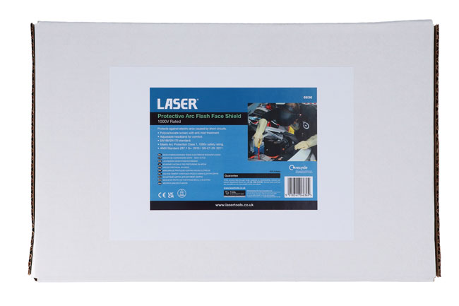 Laser Tools 6636 Protective Arc Flash Face Shield - 1000V rated