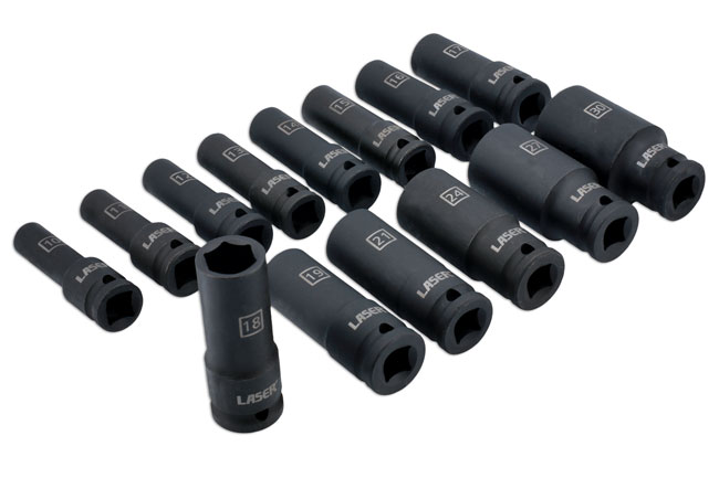 Laser Tools 6712 Deep Impact Socket Set 1/2"D 14pc