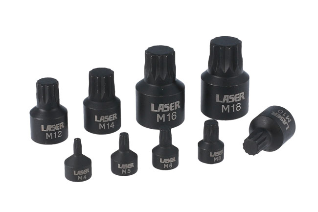 Low profile spline bits three drive sizes