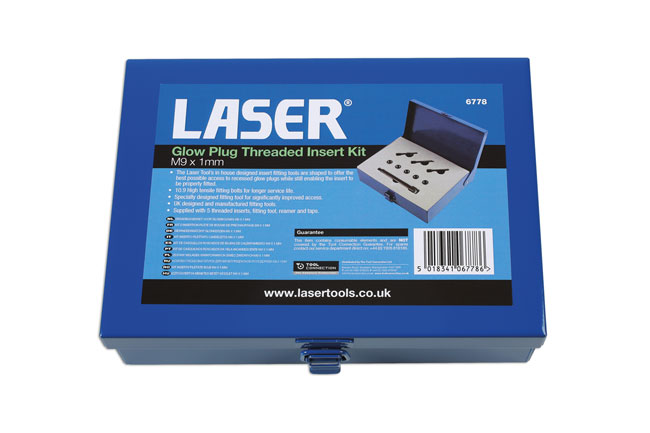 Laser Tools 6778 Glow Plug Threaded Insert Kit M9 x 1mm