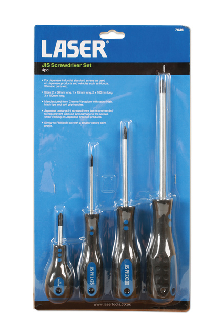 Laser Tools 7036 JIS Screwdriver Set 4pc