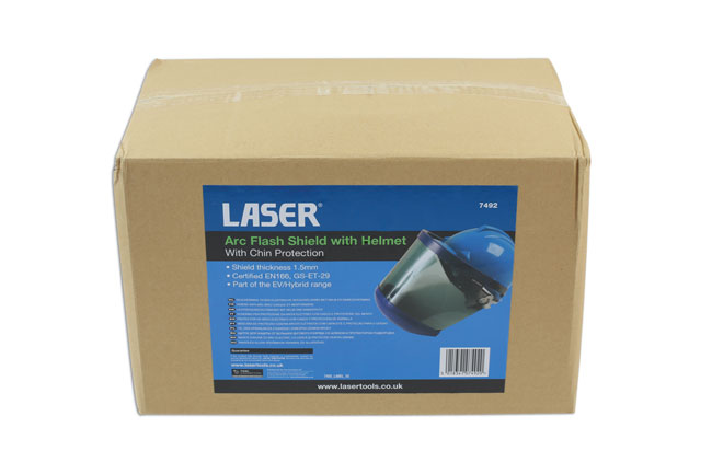 Laser Tools 7492 Arc Flash Shield with Helmet & Chin Protection