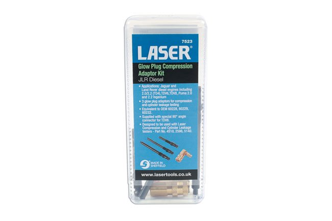 Laser Tools 7523 Glow Plug Compression Adaptor Kit - for JLR Diesel