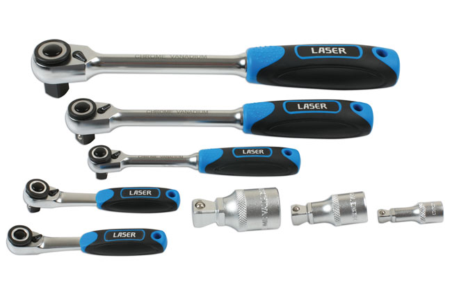 Laser Tools 7548 Micro Head Ratchet Set 1/4"D, 3/8"D, 1/2"D 8pc