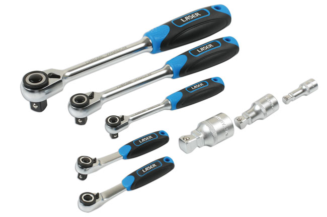 Laser Tools 7548 Micro Head Ratchet Set 1/4"D, 3/8"D, 1/2"D 8pc