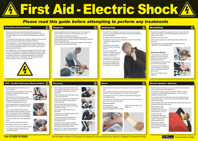Laser Tools 7575 Electric Shock First Aid Poster