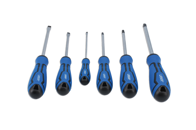 Six flat and pozi screwdrivers