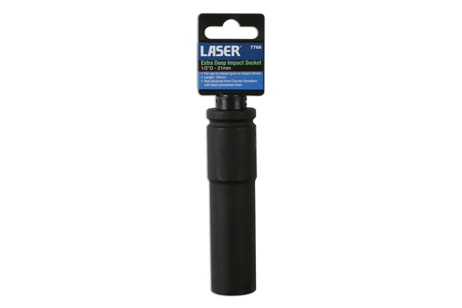 Laser Tools 7768 Extra Deep Impact Socket 1/2"D 21mm