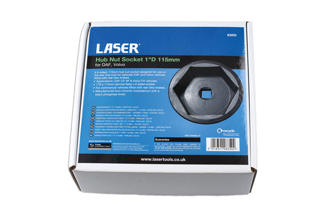 Laser Tools 8350 Hub Nut Socket 1"D 115mm - for DAF, Volvo