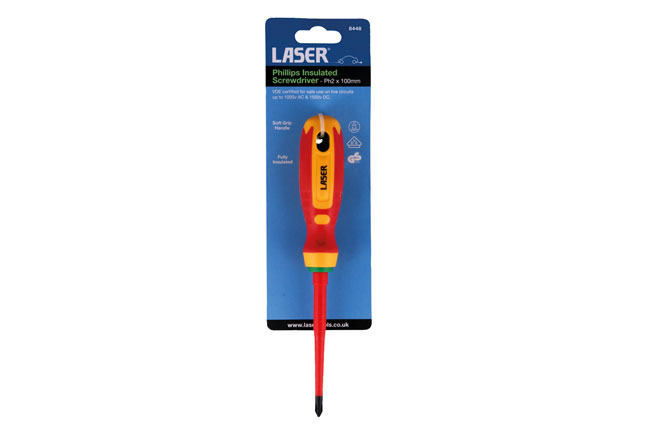 Laser Tools 8448 Phillips Insulated Screwdriver Ph2 x 100mm