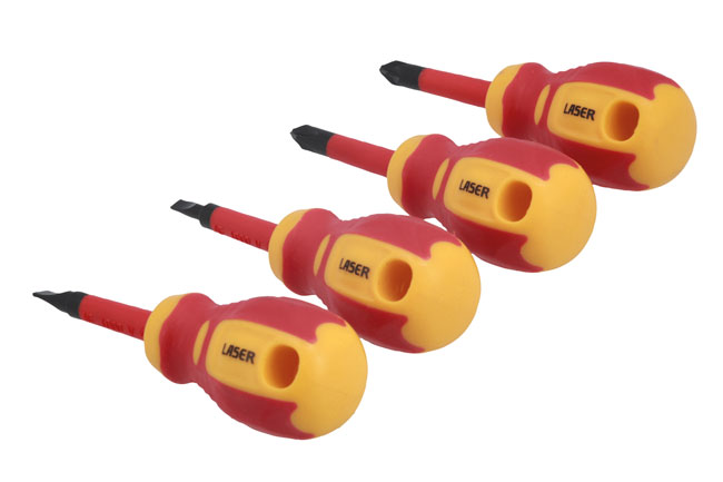 Laser Tools 8491 Slim Stubby Insulated Screwdriver Set 4pc