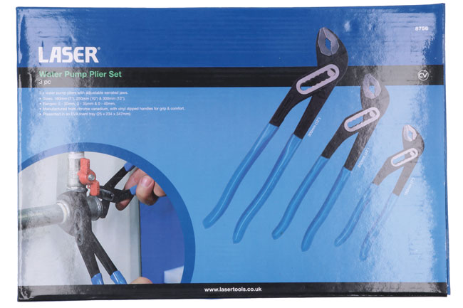 Laser Tools 8756 Water Pump Plier Set 3pc