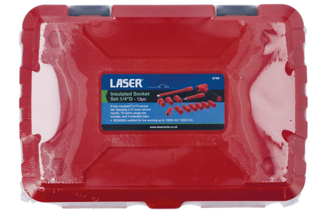 Laser Tools 8799 Insulated Socket Set 1/4"D 13pc