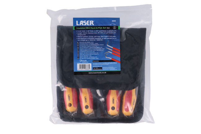 Laser Tools 8888 Insulated Mini Hook & Pick Set 4pc