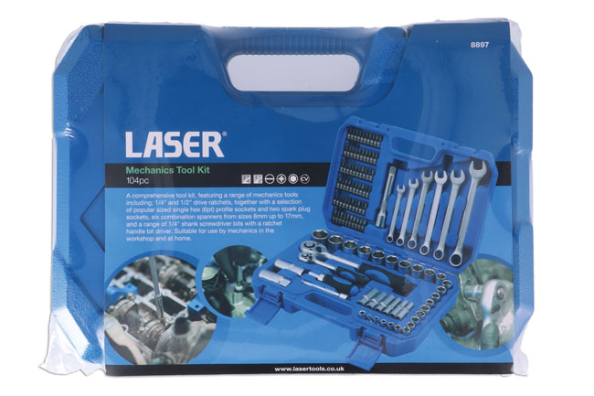 Laser Tools 8897 Mechanics Tool Kit 104pc