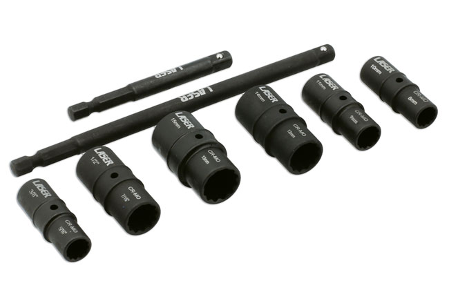 Laser Tools 8905 Double Ended Thin Wall Socket Set 1/4 "D 8pc