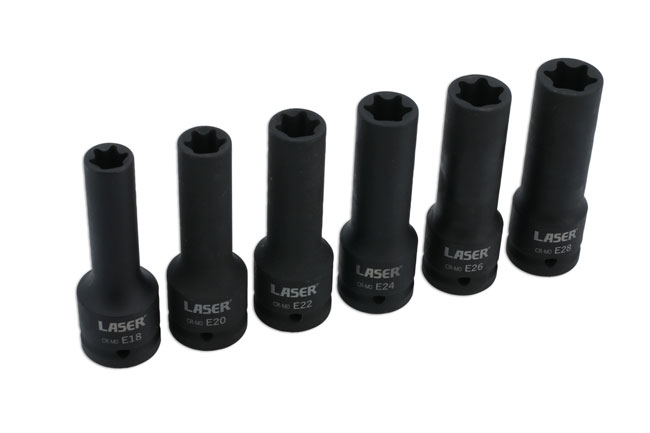 Laser Tools 8940 Deep Impact E-Socket Set 3/4"D 6pc