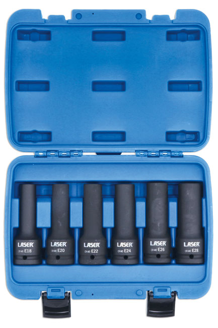 Laser Tools 8940 Deep Impact E-Socket Set 3/4"D 6pc