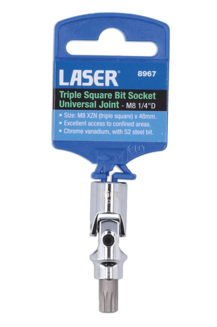 Laser Tools 8967 Triple Square Universal Joint Bit Socket M8 1/4"D