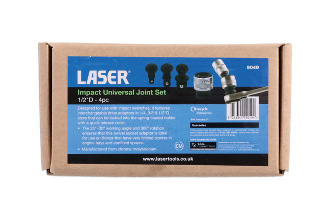 Laser Tools 9049 Impact Universal Joint Set 1/2"D 4pc